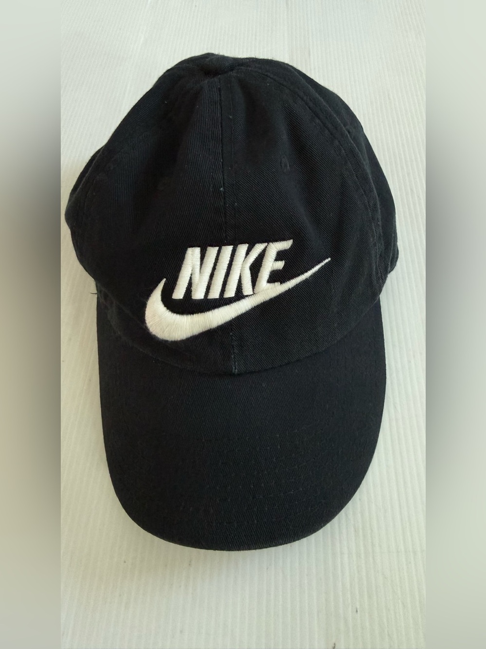 Nike Black Baseball Cap with White Swoosh Logo